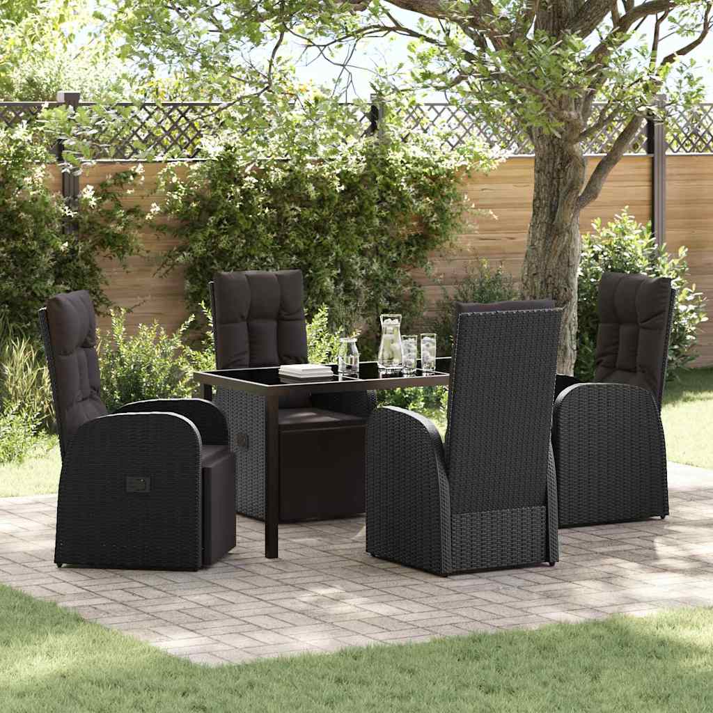 Garten Essgruppe mit Kissen 5 pcs Schwarz Poly-Rattan