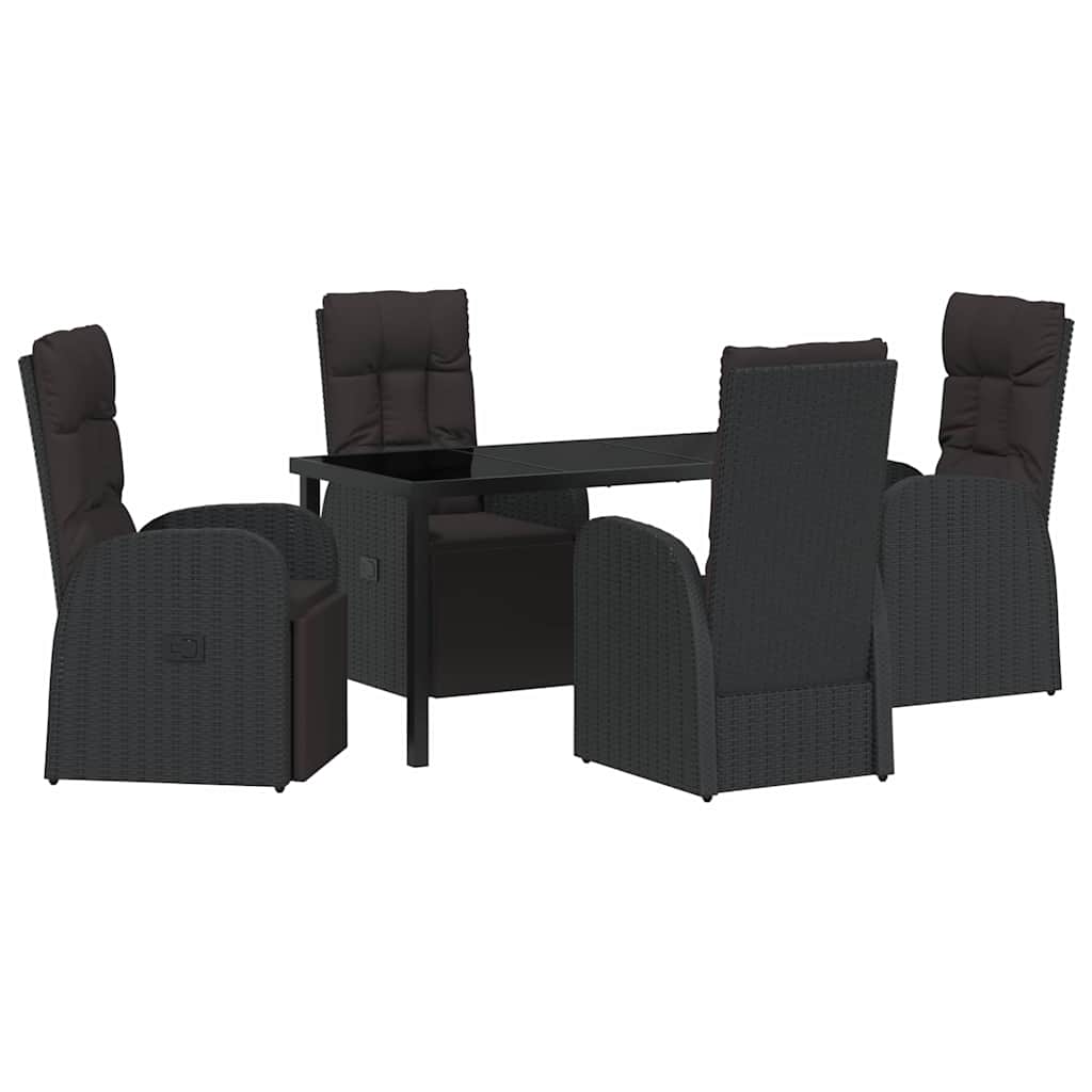 Garten Essgruppe mit Kissen 5 pcs Schwarz Poly-Rattan