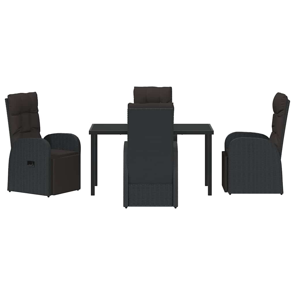 Garten Essgruppe mit Kissen 5 pcs Schwarz Poly-Rattan
