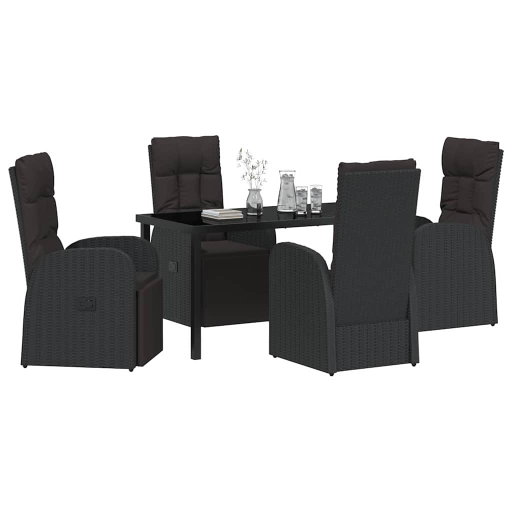 Garten Essgruppe mit Kissen 5 pcs Schwarz Poly-Rattan