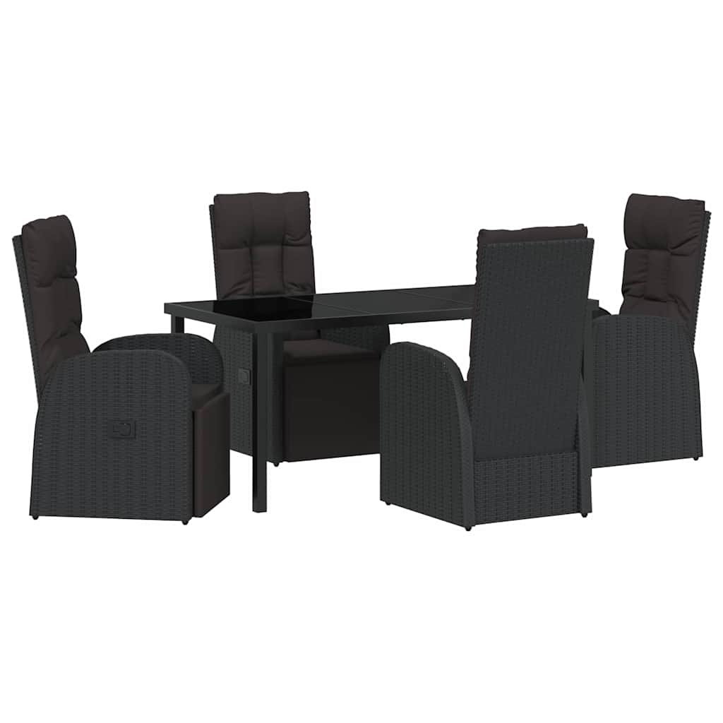 Garten Essgruppe mit Kissen 5 pcs Schwarz Poly-Rattan