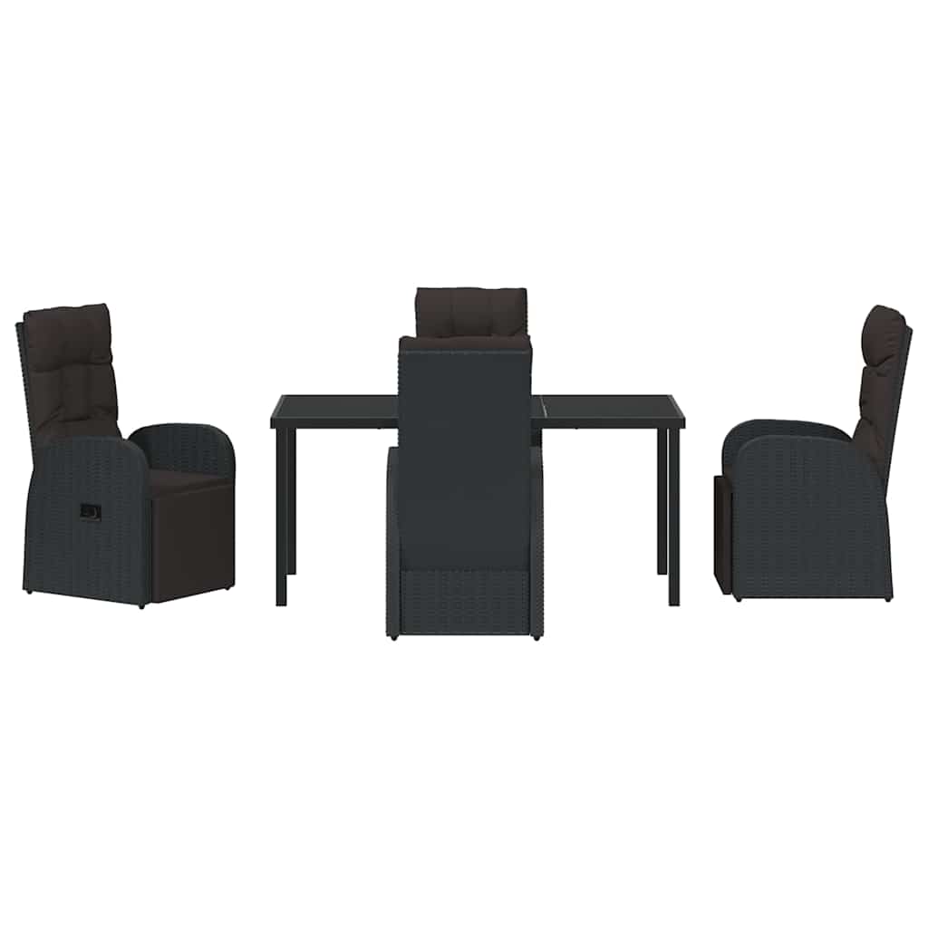 Garten Essgruppe mit Kissen 5 pcs Schwarz Poly-Rattan