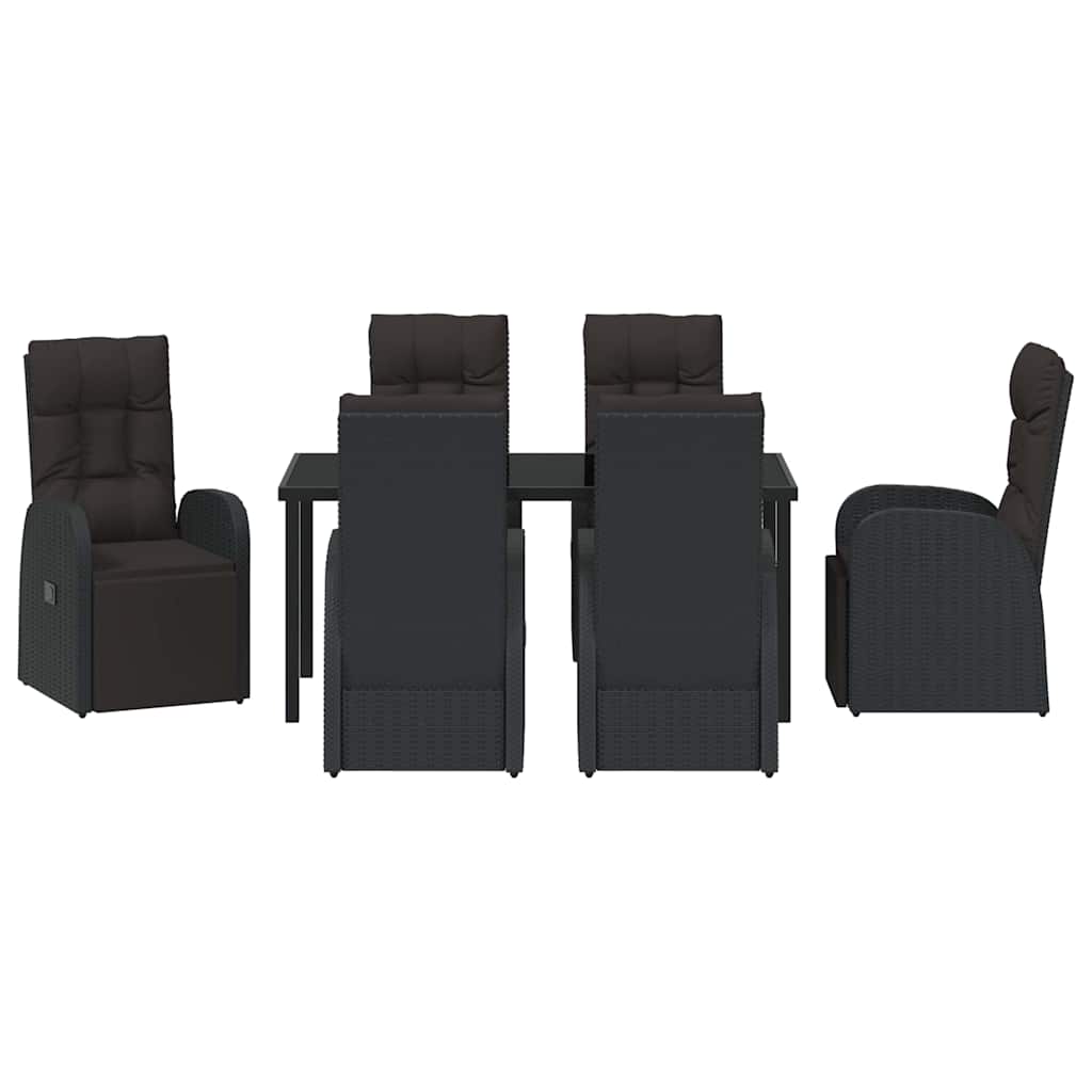 Garten Essgruppe mit Kissen 7 pcs Schwarz Poly-Rattan