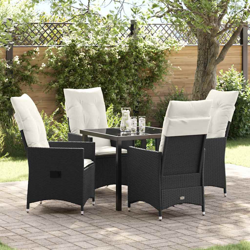 Garten Essgruppe mit Kissen 5 pcs Schwarz Poly-Rattan