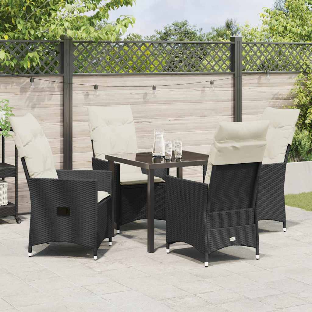 Garten Essgruppe mit Kissen 5 pcs Schwarz Poly-Rattan