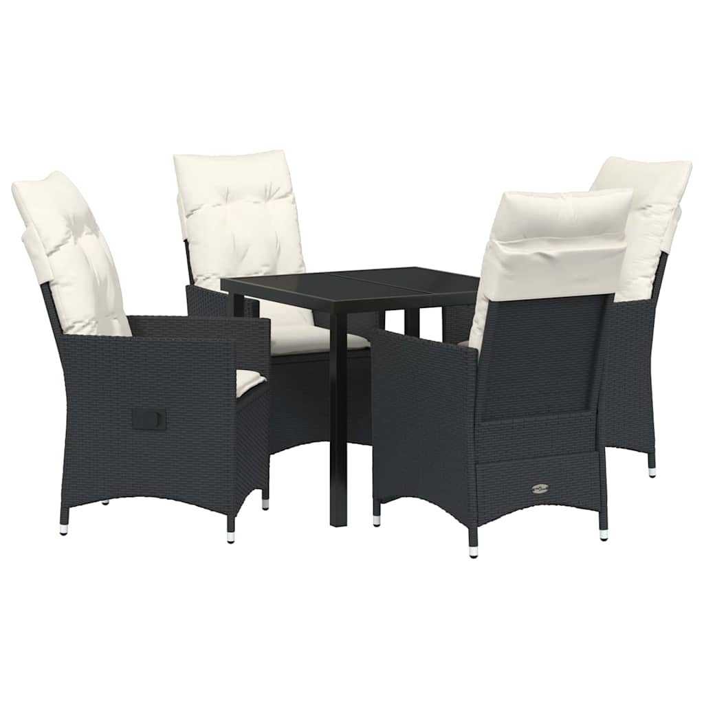 Garten Essgruppe mit Kissen 5 pcs Schwarz Poly-Rattan