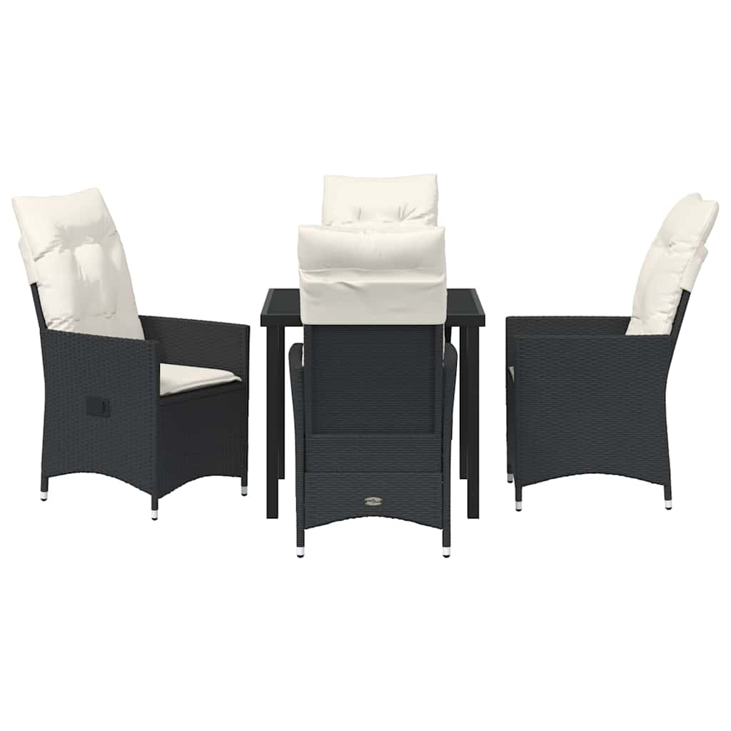 Garten Essgruppe mit Kissen 5 pcs Schwarz Poly-Rattan