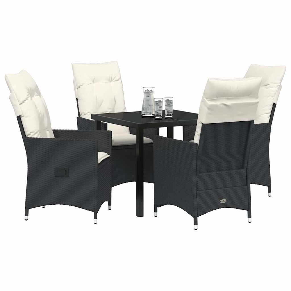 Garten Essgruppe mit Kissen 5 pcs Schwarz Poly-Rattan