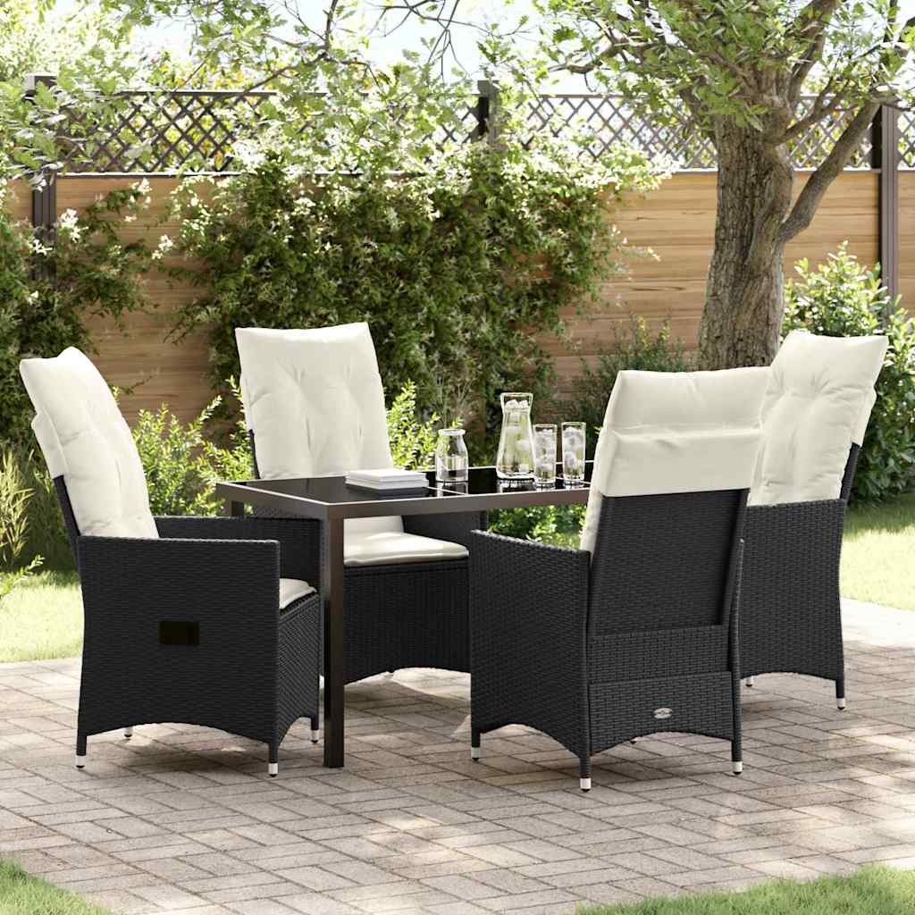 Garten Essgruppe mit Kissen 5 pcs Schwarz Poly-Rattan