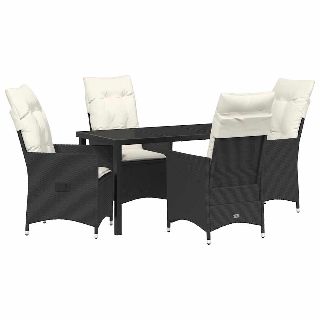 Garten Essgruppe mit Kissen 5 pcs Schwarz Poly-Rattan