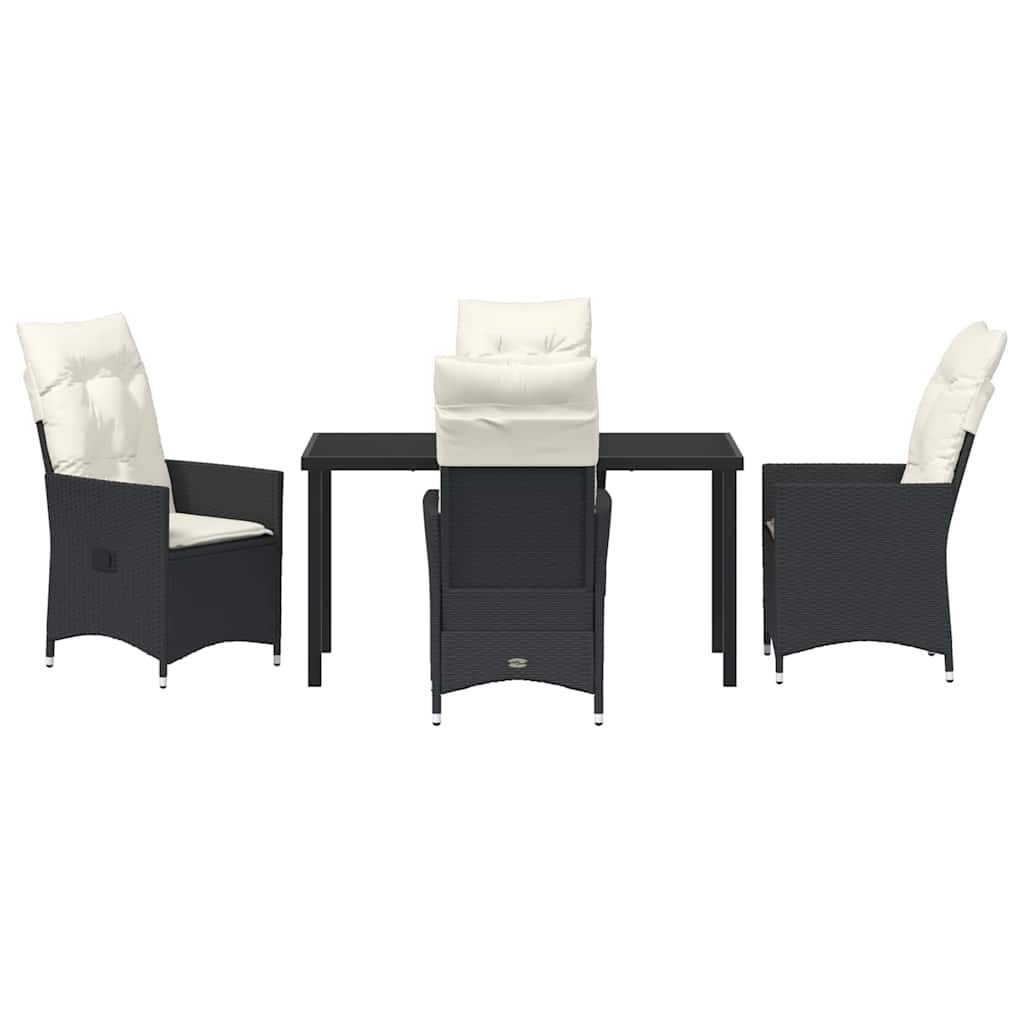Garten Essgruppe mit Kissen 5 pcs Schwarz Poly-Rattan