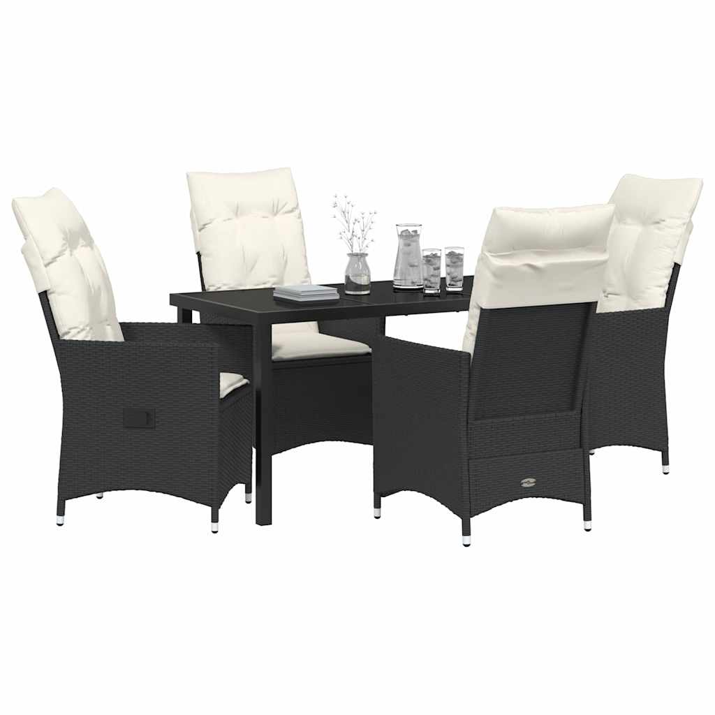 Garten Essgruppe mit Kissen 5 pcs Schwarz Poly-Rattan