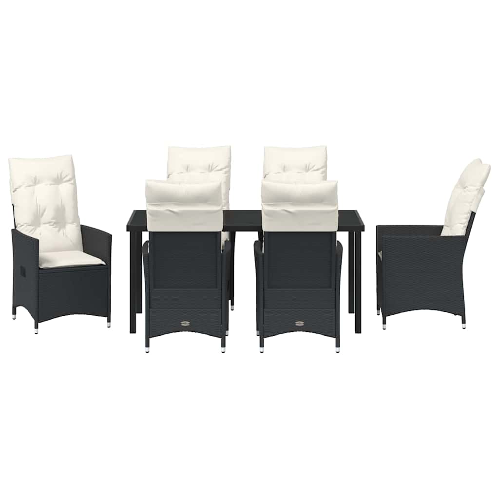 Garten Essgruppe mit Kissen 7 pcs Schwarz Poly-Rattan