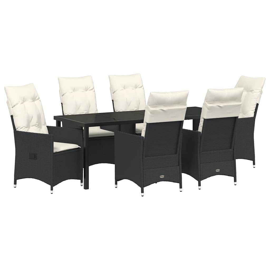 Garten Essgruppe mit Kissen 7 pcs Schwarz Poly-Rattan