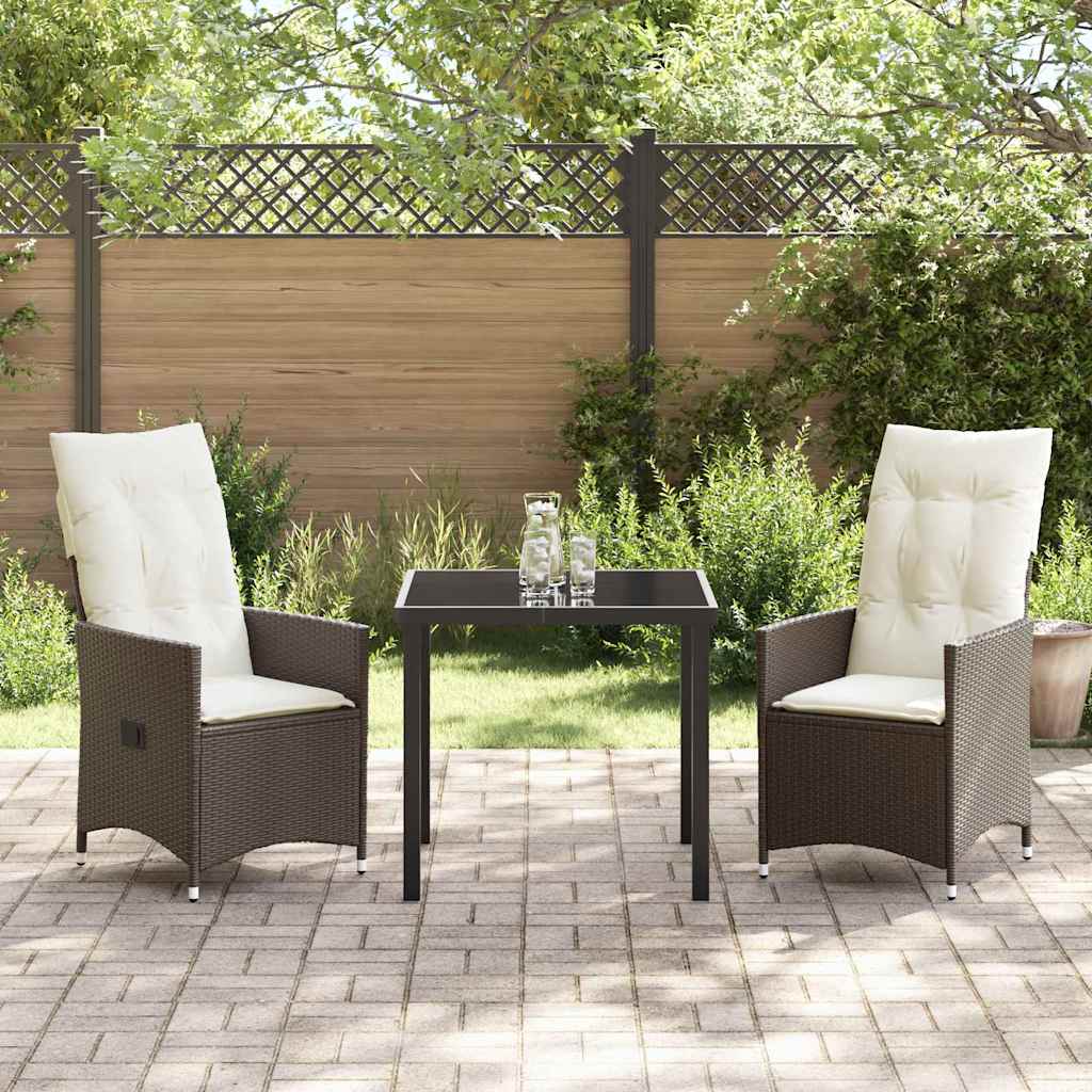 Garten Essgruppe mit Kissen 3 pcs Braun Poly-Rattan