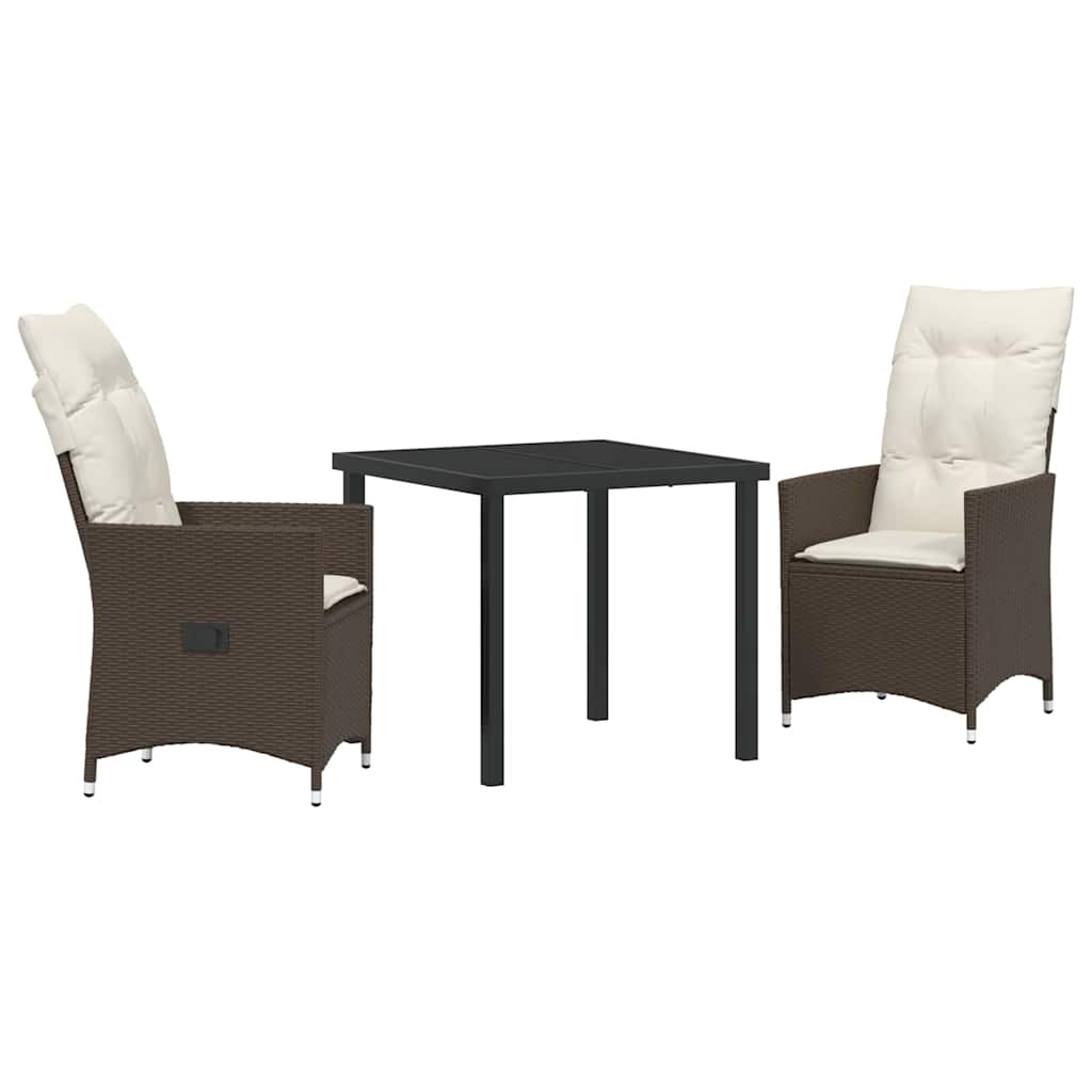 Garten Essgruppe mit Kissen 3 pcs Braun Poly-Rattan