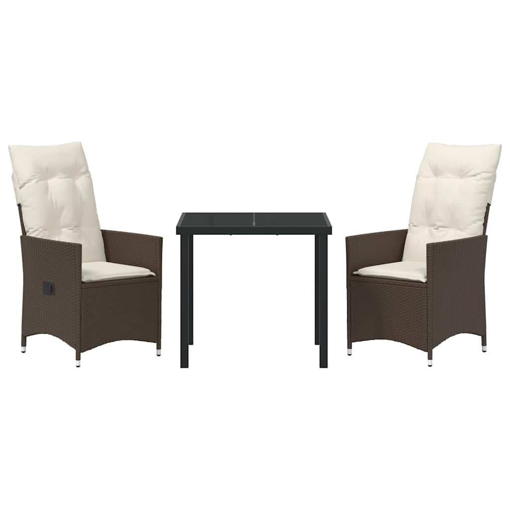 Garten Essgruppe mit Kissen 3 pcs Braun Poly-Rattan