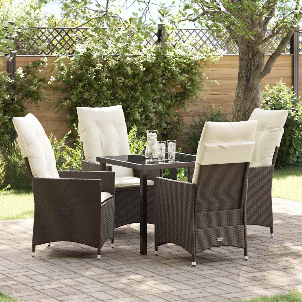 Garten Essgruppe mit Kissen 5 pcs Braun Poly-Rattan