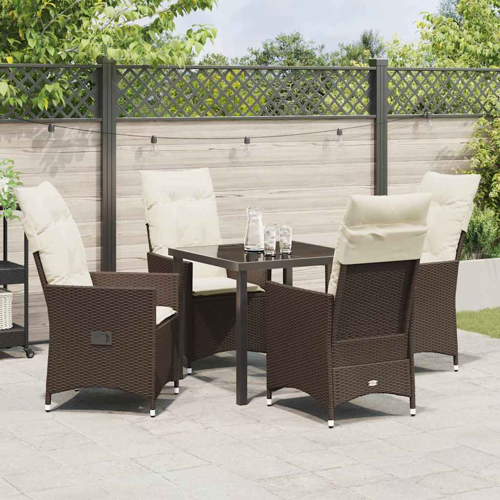 Garten Essgruppe mit Kissen 5 pcs Braun Poly-Rattan