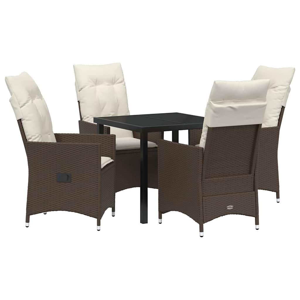 Garten Essgruppe mit Kissen 5 pcs Braun Poly-Rattan
