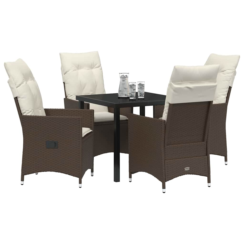 Garten Essgruppe mit Kissen 5 pcs Braun Poly-Rattan
