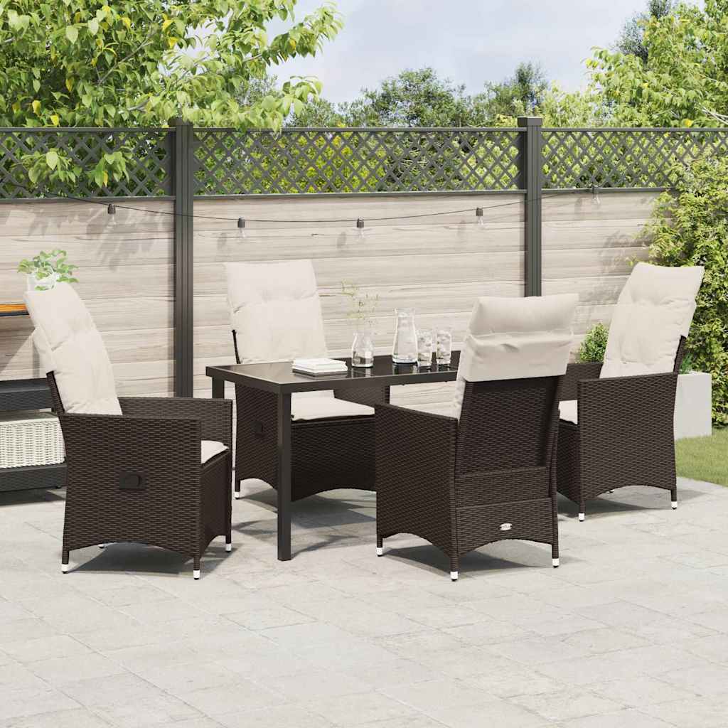 Garten Essgruppe mit Kissen 5 pcs Braun Poly-Rattan