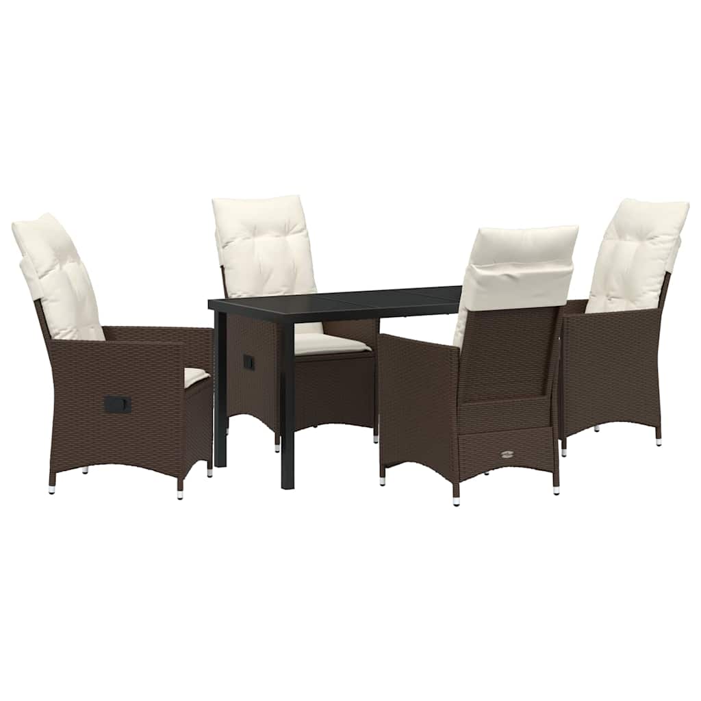 Garten Essgruppe mit Kissen 5 pcs Braun Poly-Rattan