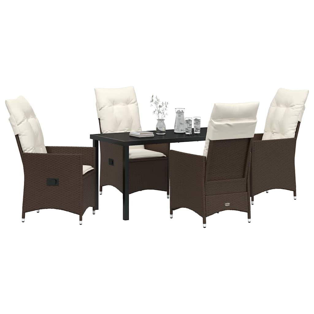 Garten Essgruppe mit Kissen 5 pcs Braun Poly-Rattan