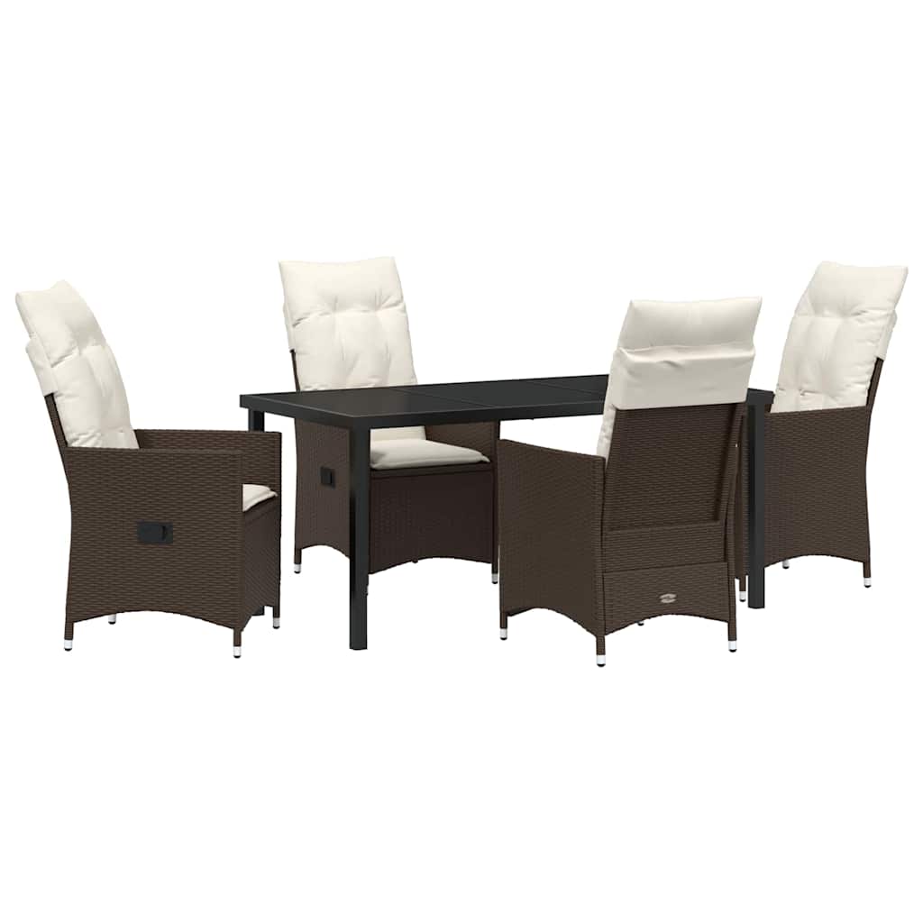 Garten Essgruppe mit Kissen 5 pcs Braun Poly-Rattan