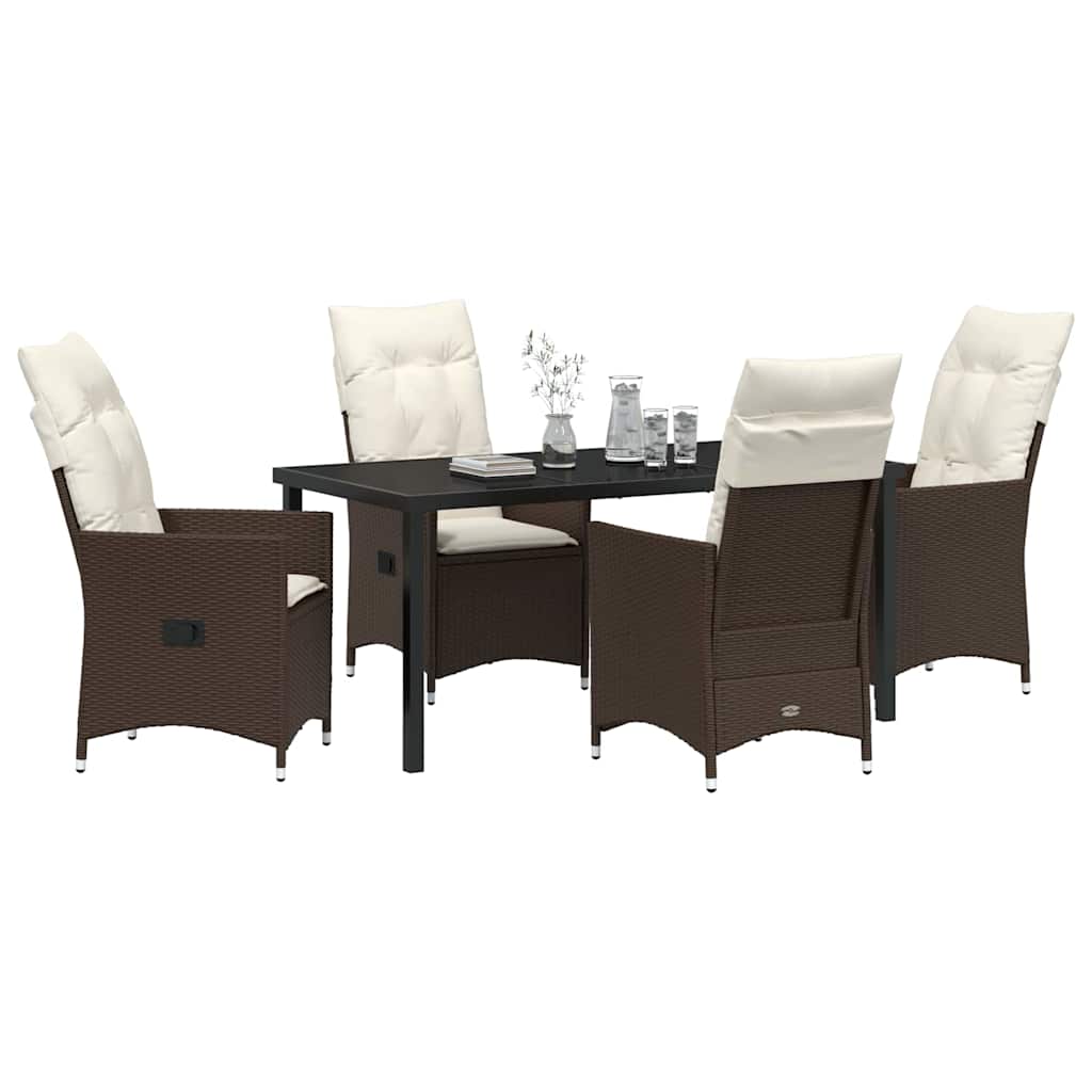 Garten Essgruppe mit Kissen 5 pcs Braun Poly-Rattan