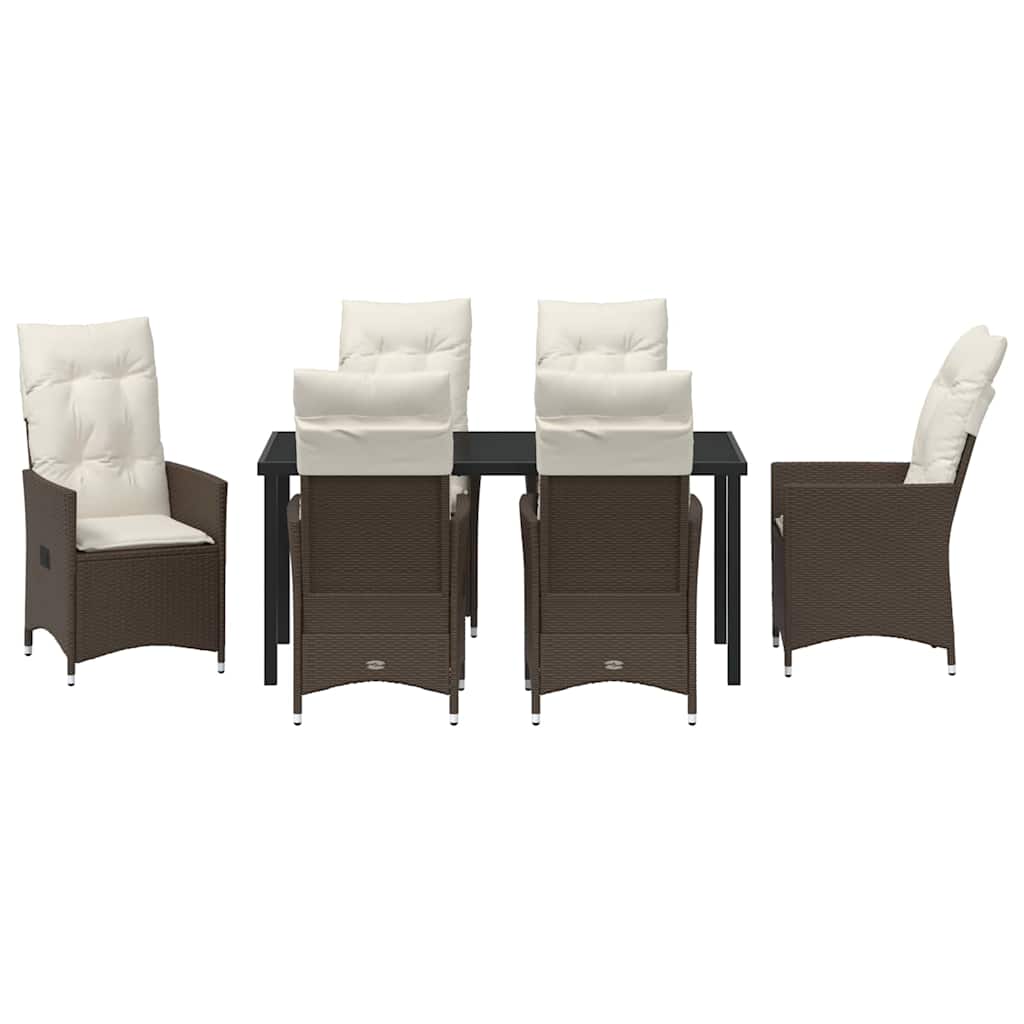Garten Essgruppe mit Kissen 7 pcs Braun Poly-Rattan