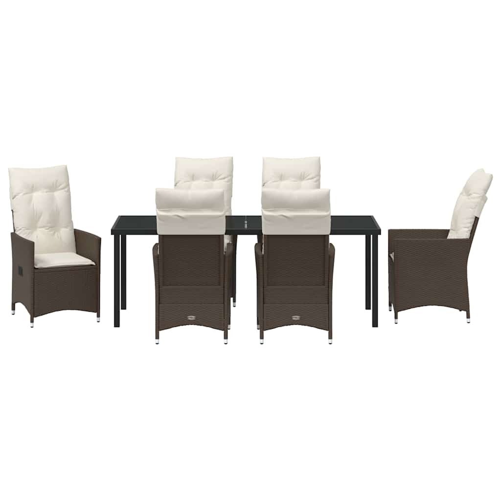 Garten Essgruppe mit Kissen 7 pcs Braun Poly-Rattan