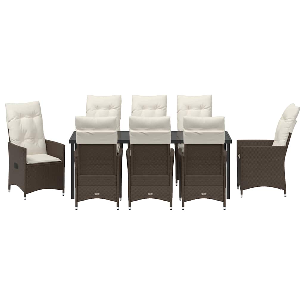 Garten Essgruppe 9 pcs Braun Poly-Rattan