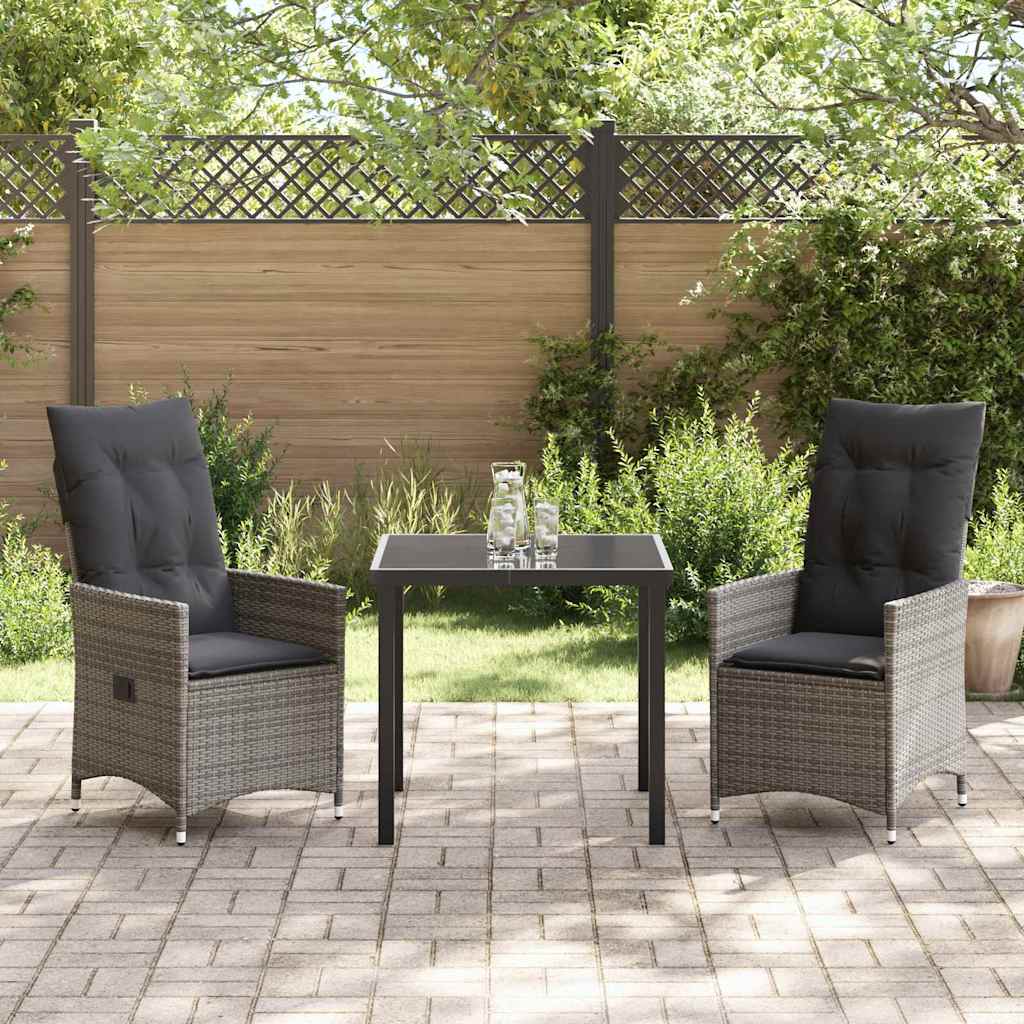 Garten Essgruppe mit Kissen 3 pcs Grau Poly-Rattan