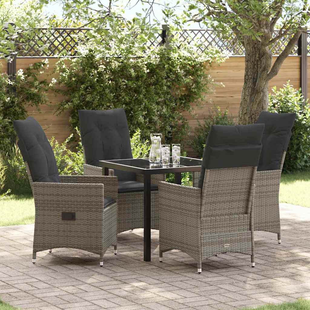 Garten Essgruppe mit Kissen 5 pcs Grau Poly-Rattan