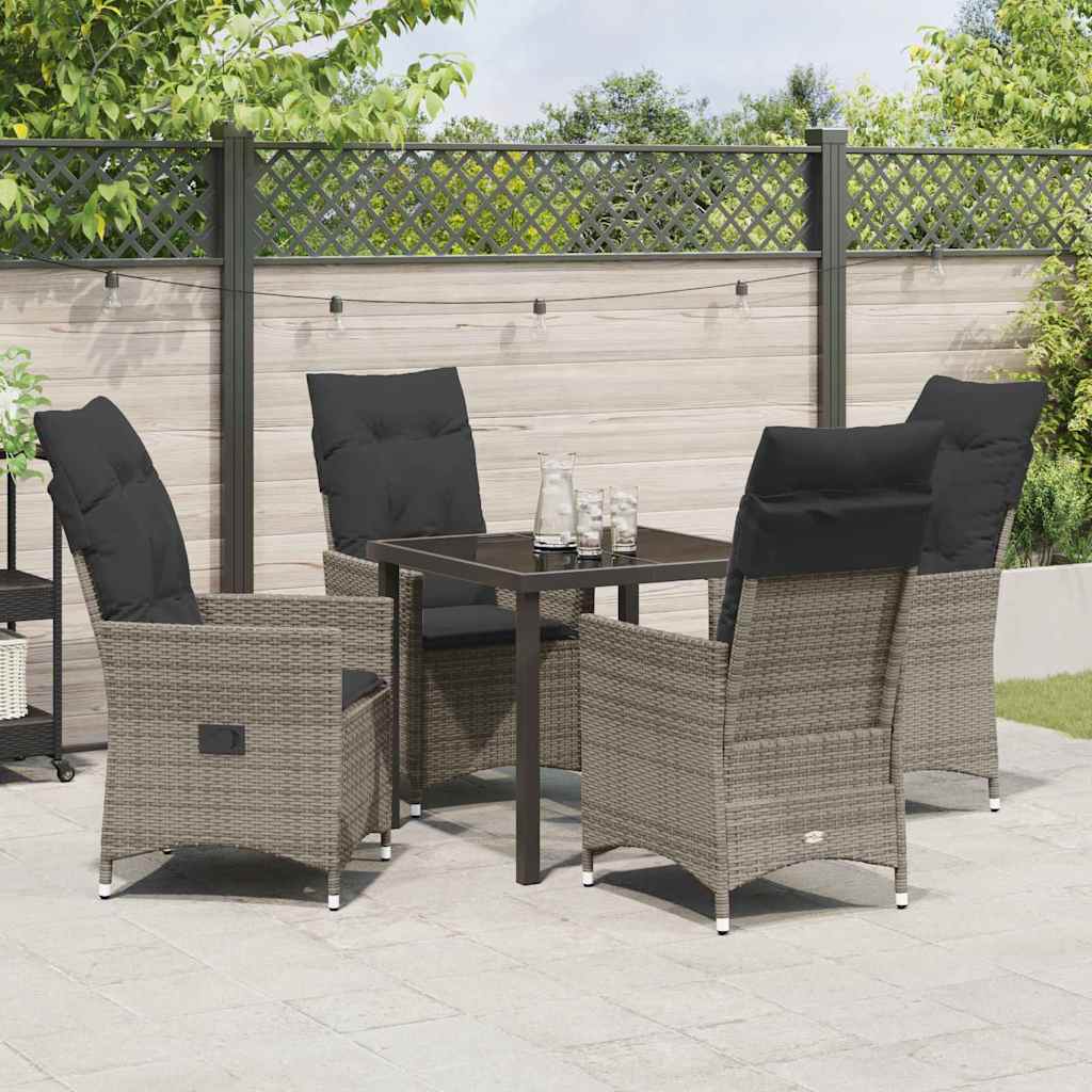 Garten Essgruppe mit Kissen 5 pcs Grau Poly-Rattan