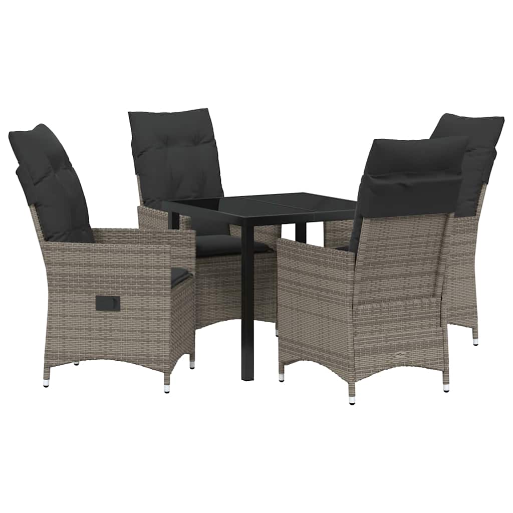 Garten Essgruppe mit Kissen 5 pcs Grau Poly-Rattan