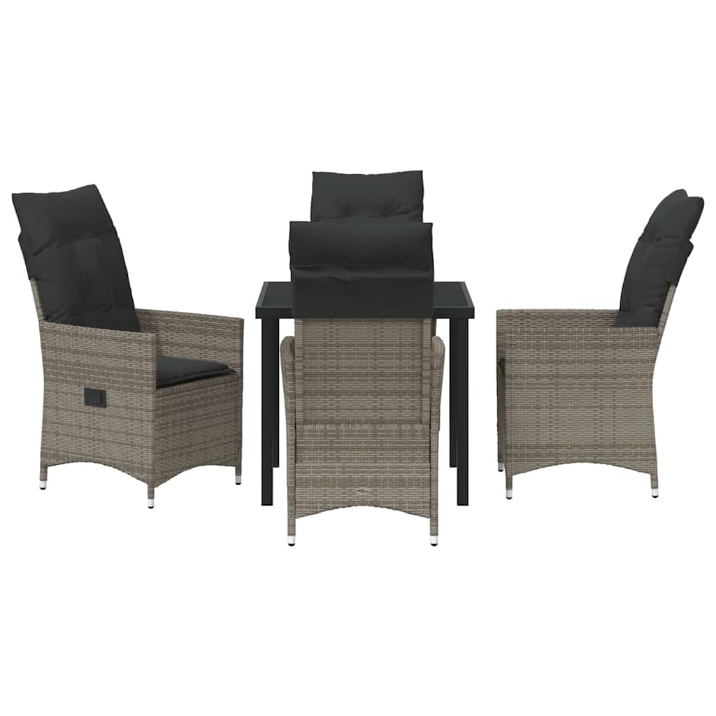 Garten Essgruppe mit Kissen 5 pcs Grau Poly-Rattan