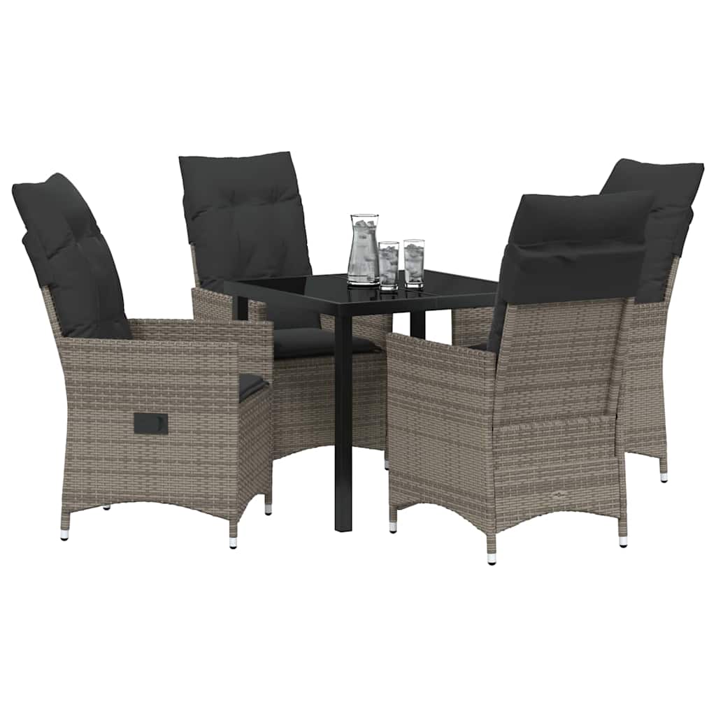 Garten Essgruppe mit Kissen 5 pcs Grau Poly-Rattan