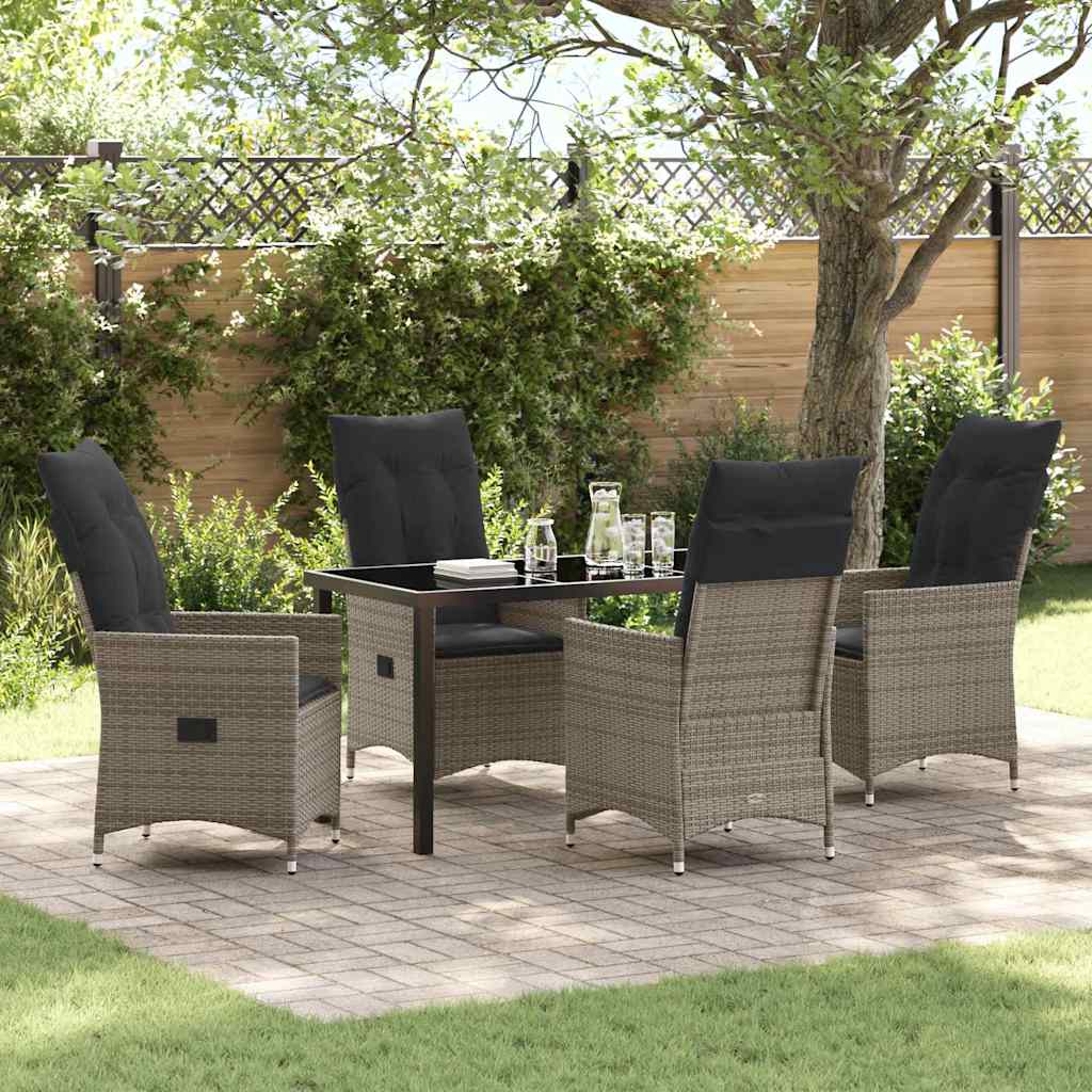 Garten Essgruppe mit Kissen 5 pcs Grau Poly-Rattan