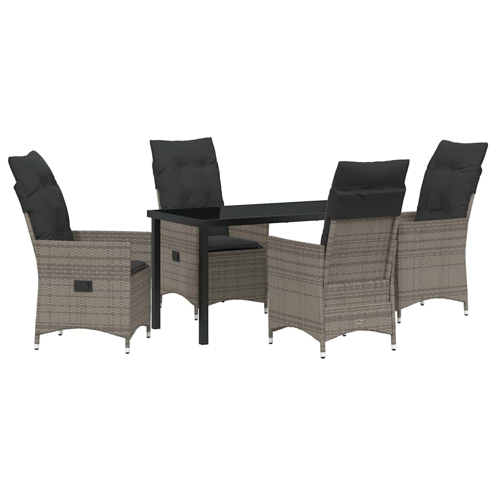Garten Essgruppe mit Kissen 5 pcs Grau Poly-Rattan