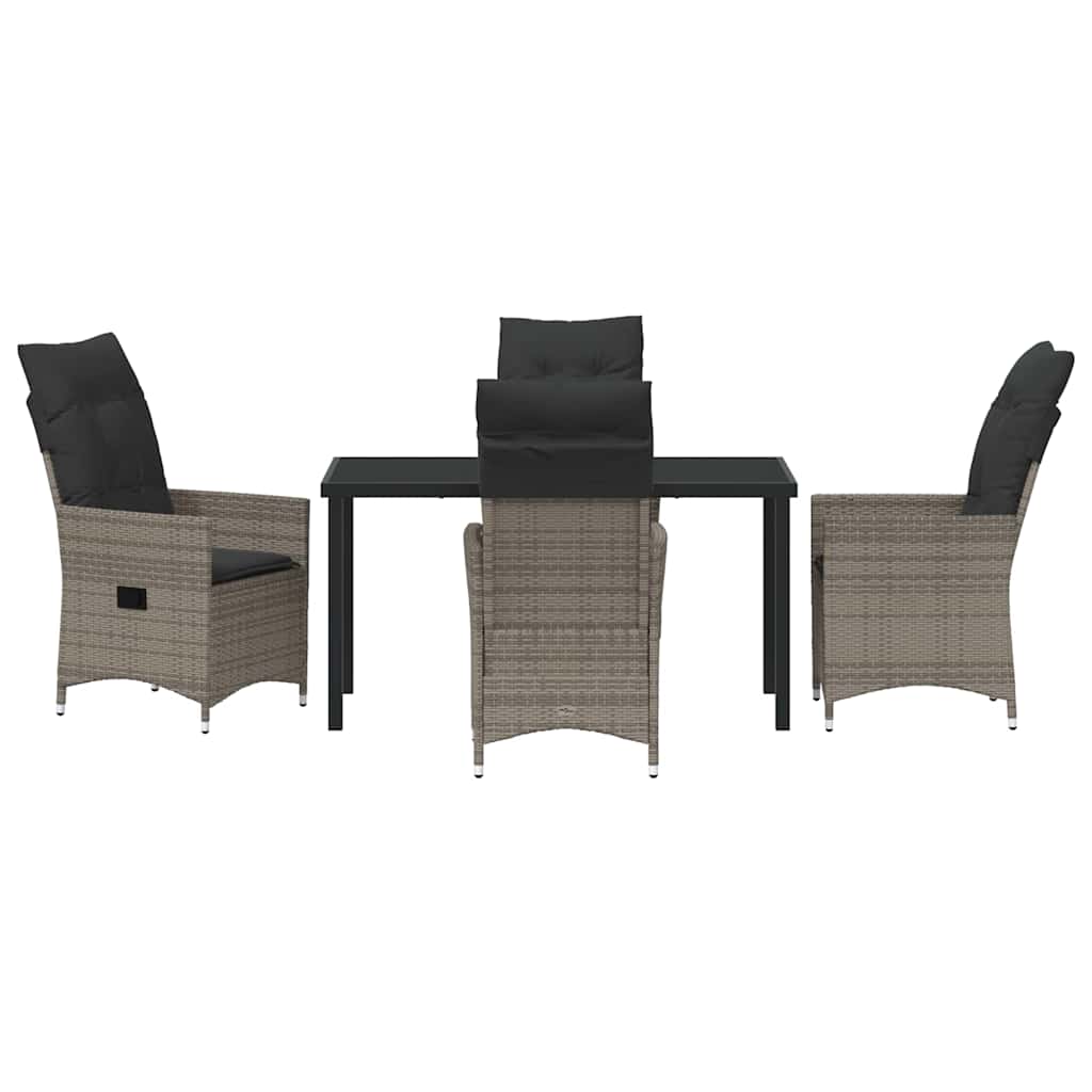 Garten Essgruppe mit Kissen 5 pcs Grau Poly-Rattan