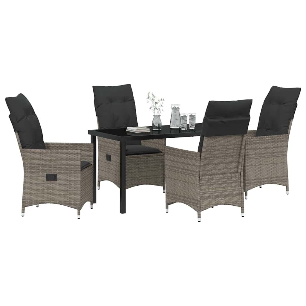 Garten Essgruppe mit Kissen 5 pcs Grau Poly-Rattan