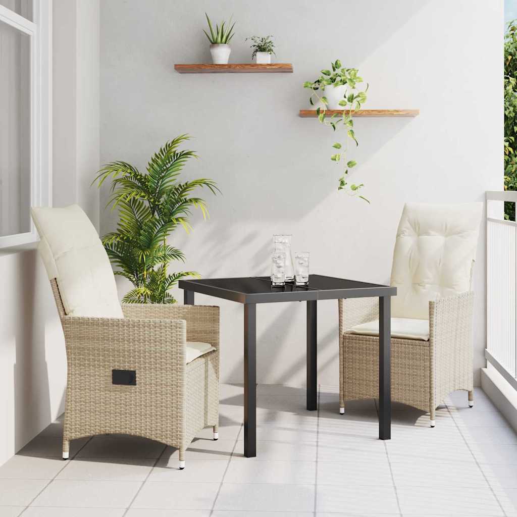 Garten Essgruppe mit Kissen 3 pcs Beige Poly-Rattan