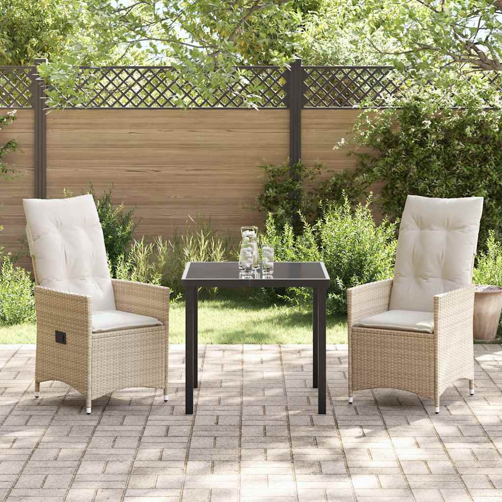 Garten Essgruppe mit Kissen 3 pcs Beige Poly-Rattan