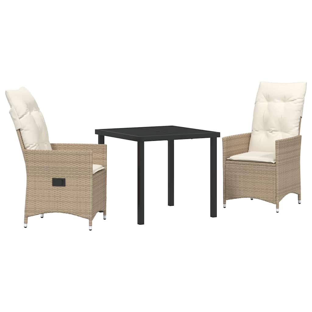Garten Essgruppe mit Kissen 3 pcs Beige Poly-Rattan