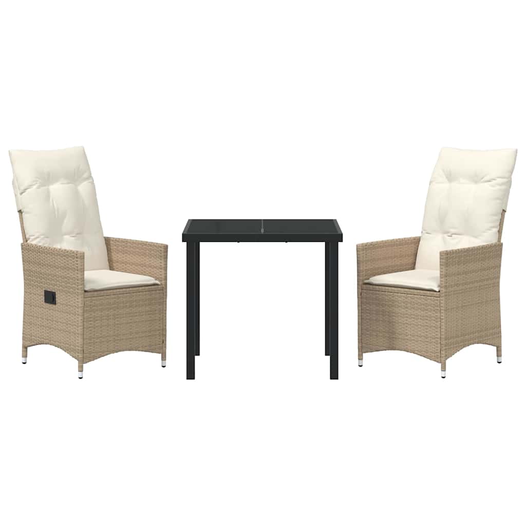Garten Essgruppe mit Kissen 3 pcs Beige Poly-Rattan