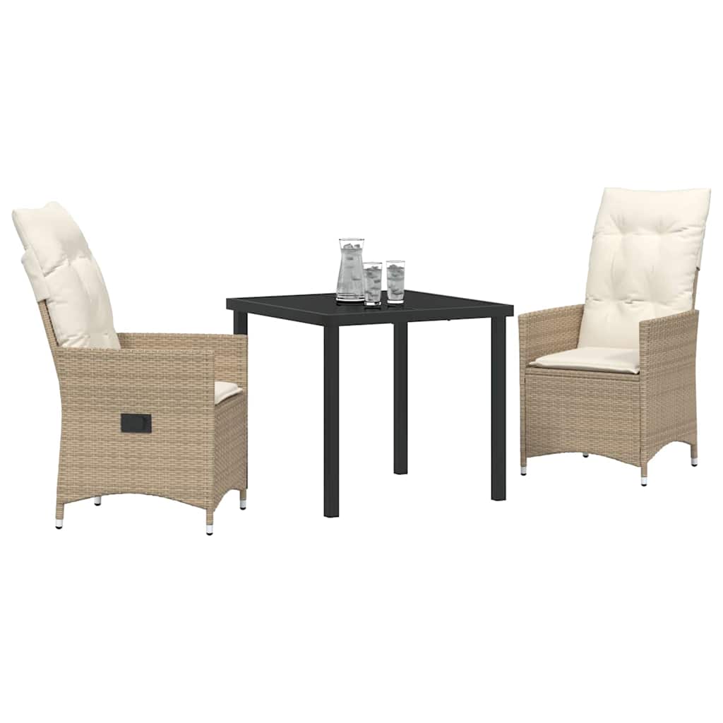 Garten Essgruppe mit Kissen 3 pcs Beige Poly-Rattan