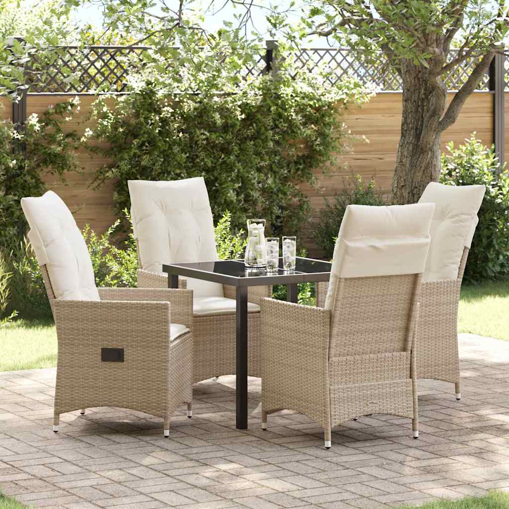 Garten Essgruppe mit Kissen 5 pcs Beige Poly-Rattan