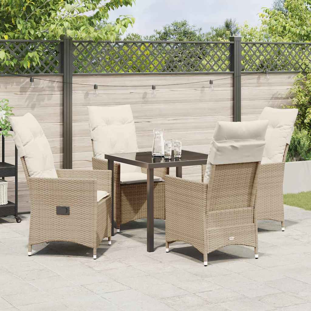 Garten Essgruppe mit Kissen 5 pcs Beige Poly-Rattan
